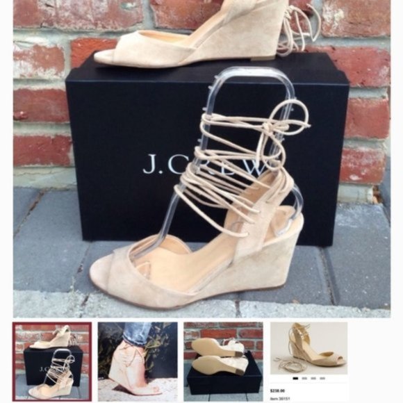 J. Crew black lace up suede wedges - Picture 2 of 5